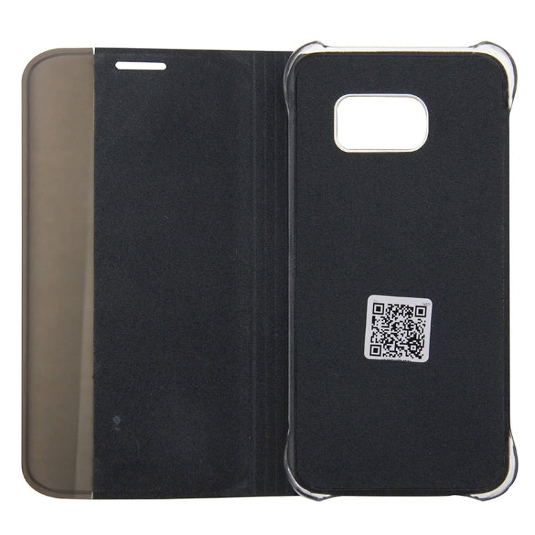 For Galaxy S6 Edge Horizontal Flip Smart Health Leather Protective Case with Display Window (Black)