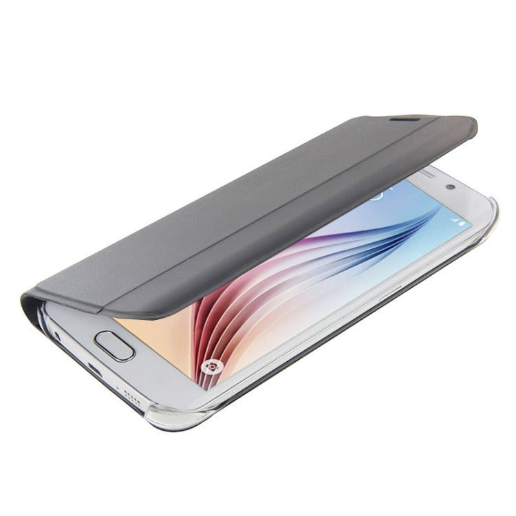 For Galaxy S6 Edge Horizontal Flip Smart Health Leather Protective Case with Display Window (Black)
