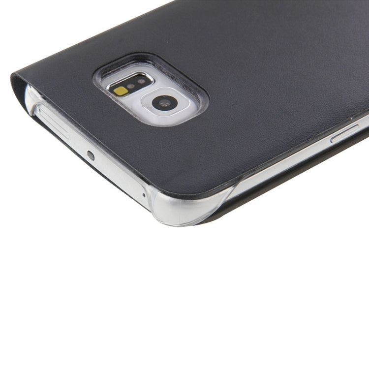 For Galaxy S6 Edge Horizontal Flip Smart Health Leather Protective Case with Display Window (Black)