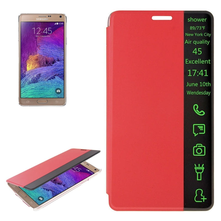 Horizontal Flip Smart Health Leather Protective Case with Display Window for Galaxy Note 4(Red)
