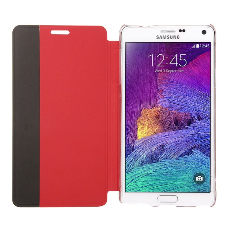 Horizontal Flip Smart Health Leather Protective Case with Display Window for Galaxy Note 4(Red)