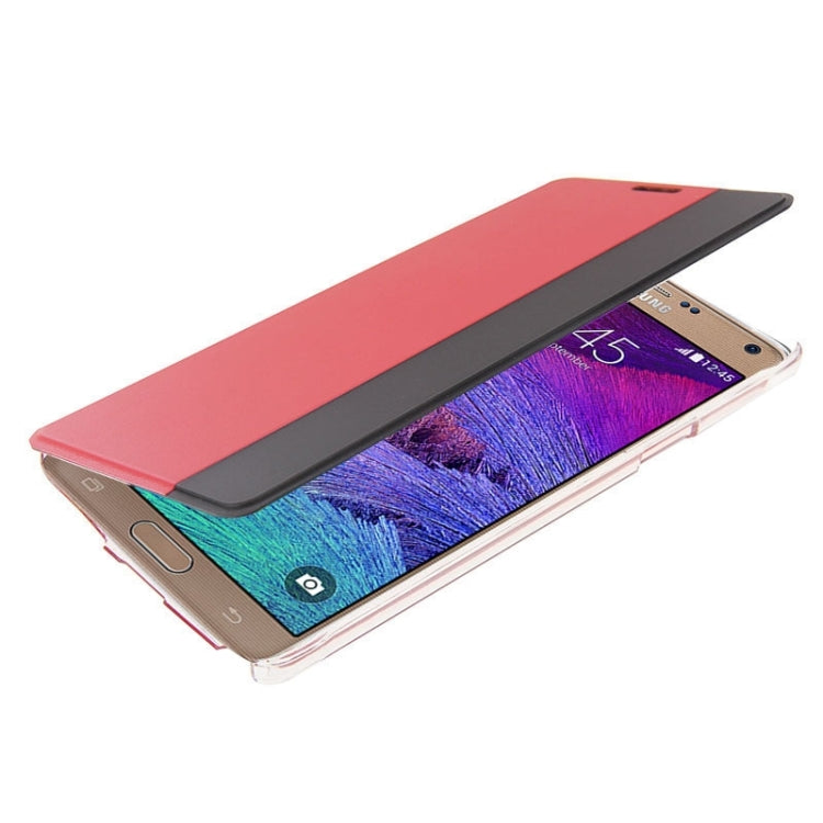 Horizontal Flip Smart Health Leather Protective Case with Display Window for Galaxy Note 4(Red)
