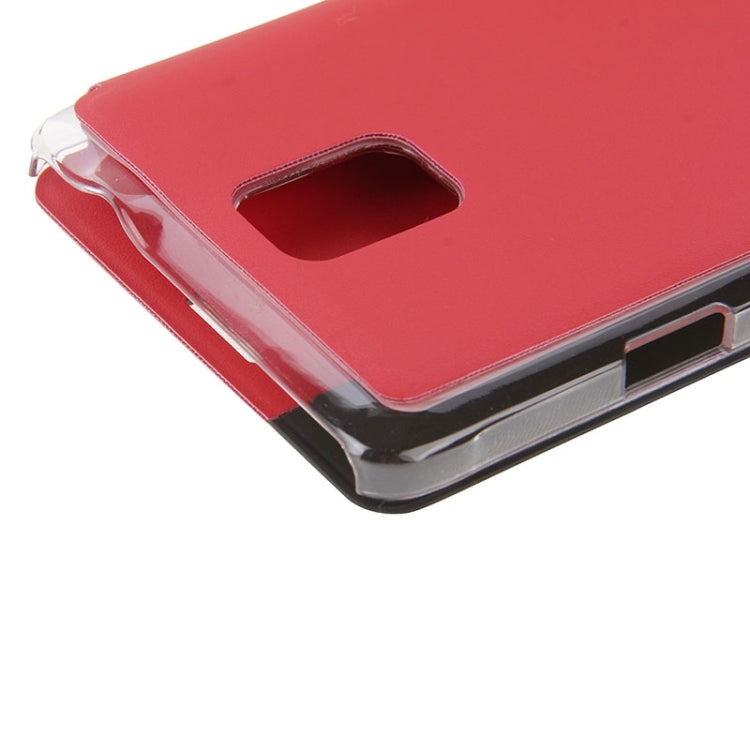 Horizontal Flip Smart Health Leather Protective Case with Display Window for Galaxy Note 4(Red)