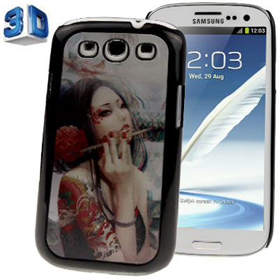 3D Effects Style Tattoo Classical Beauty Pattern Plastic Protector Case for Galaxy SIII / i9300