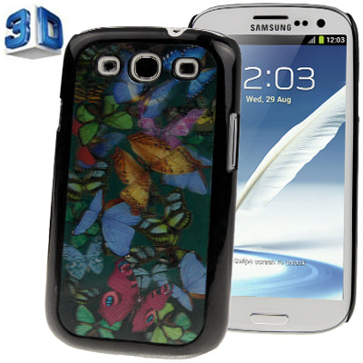3D Effects Style Dancing Butterfly Pattern Plastic Protector Case for Galaxy SIII / i9300