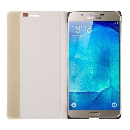Horizontal Flip Smart Health Leather Protective Case with Display Window for Galaxy A8(White)