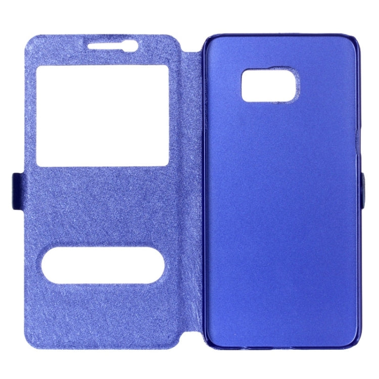 For Galaxy S6 Edge+ / G928 Silk Texture Horizontal Flip Leather Case with Caller ID Display & Holder