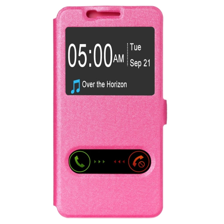 For Galaxy S6 Edge+ / G928 Silk Texture Horizontal Flip Leather Case with Caller ID Display & Holder