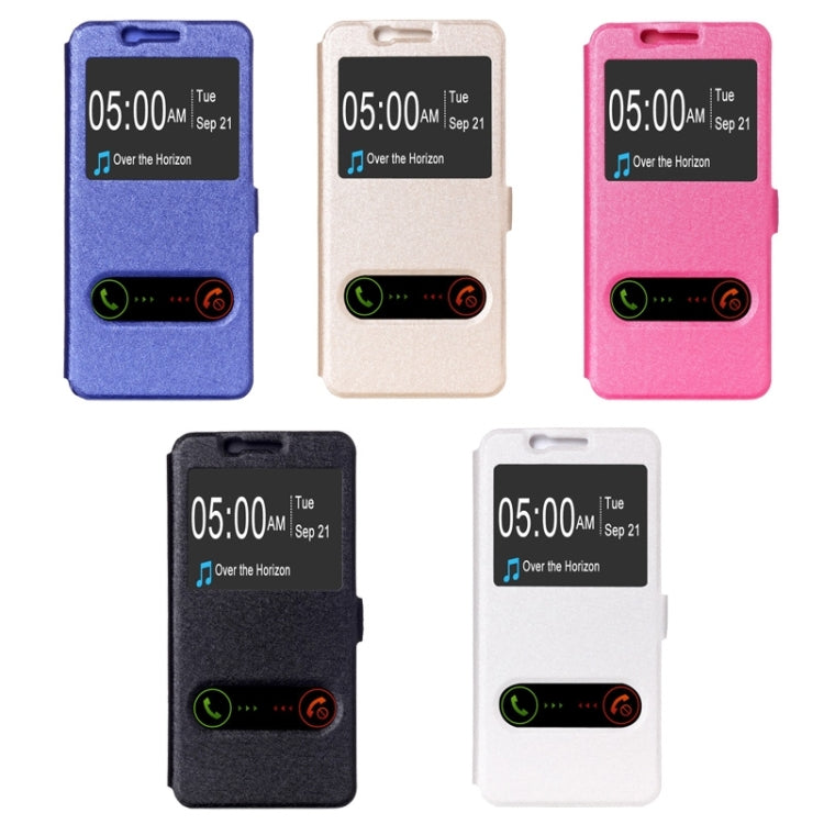 For Galaxy S6 Edge+ / G928 Silk Texture Horizontal Flip Leather Case with Caller ID Display & Holder