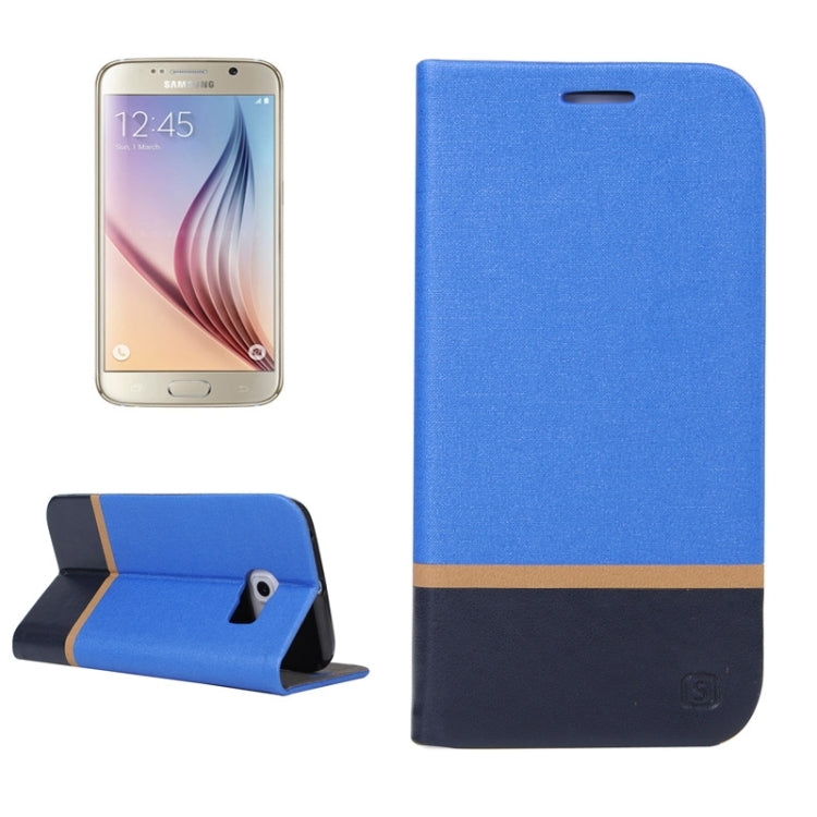 For Galaxy S6 / G920 Color Matching Horizontal Flip Leather Case with Holder & Card Slot(Blue)