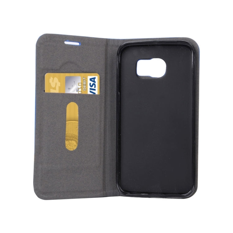 For Galaxy S6 / G920 Color Matching Horizontal Flip Leather Case with Holder & Card Slot(Blue)