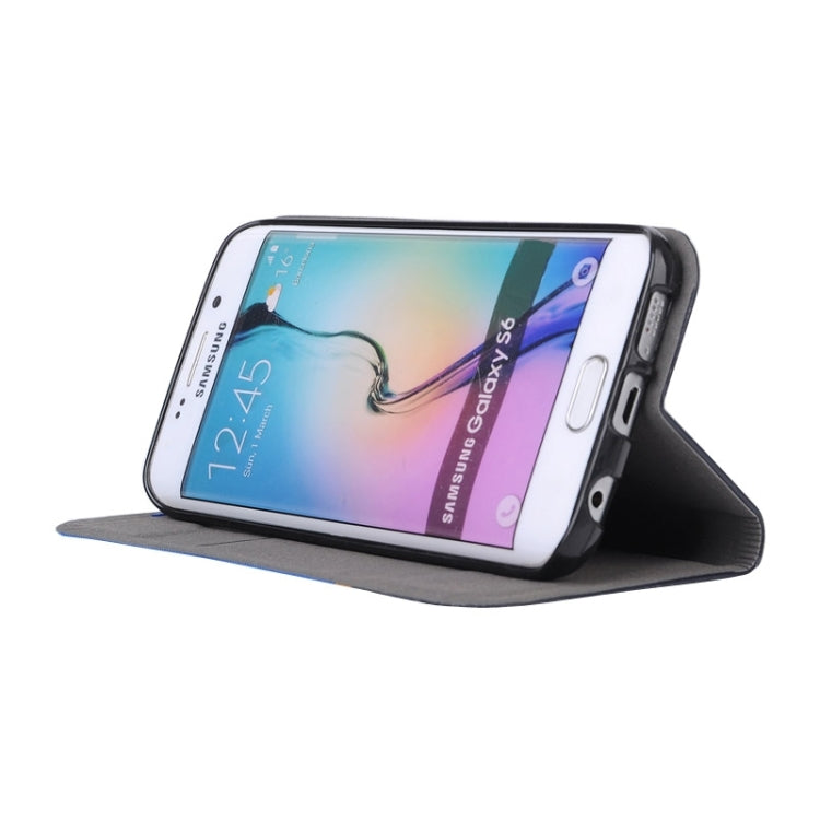 For Galaxy S6 / G920 Color Matching Horizontal Flip Leather Case with Holder & Card Slot(Blue)