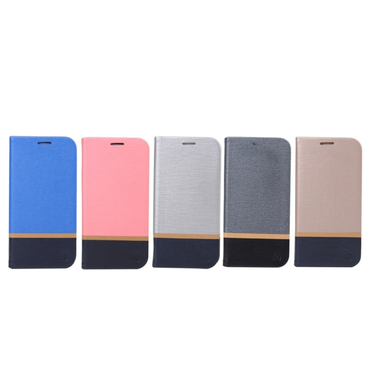 For Galaxy S6 / G920 Color Matching Horizontal Flip Leather Case with Holder & Card Slot(Blue)