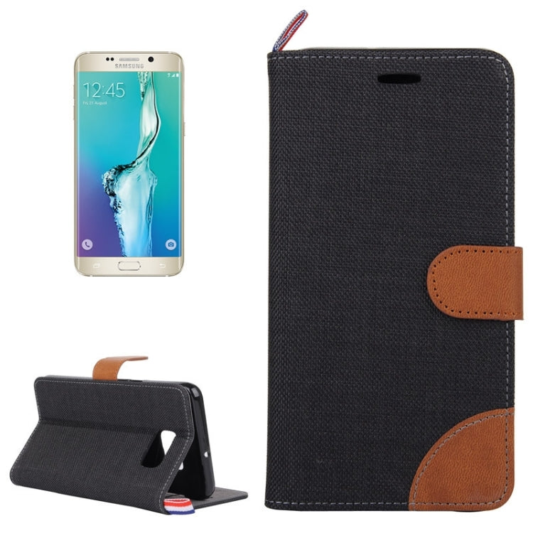 For Galaxy S6 edge+ / G928 Denim Surface Horizontal Flip Leather Case with Card Slots & Holder