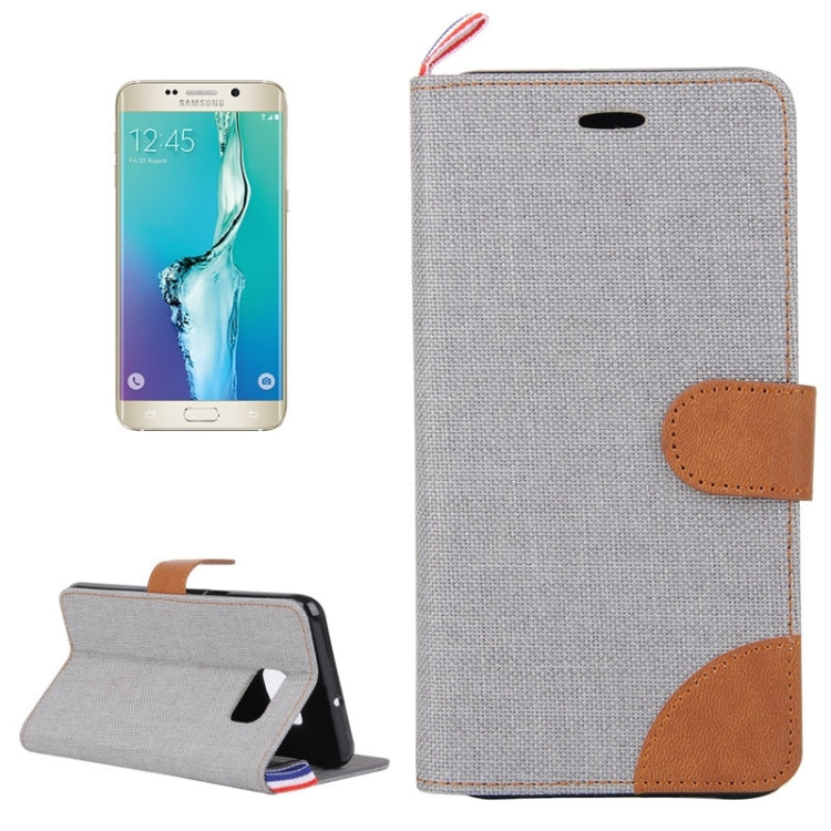 For Galaxy S6 edge+ / G928 Denim Surface Horizontal Flip Leather Case with Card Slots & Holder