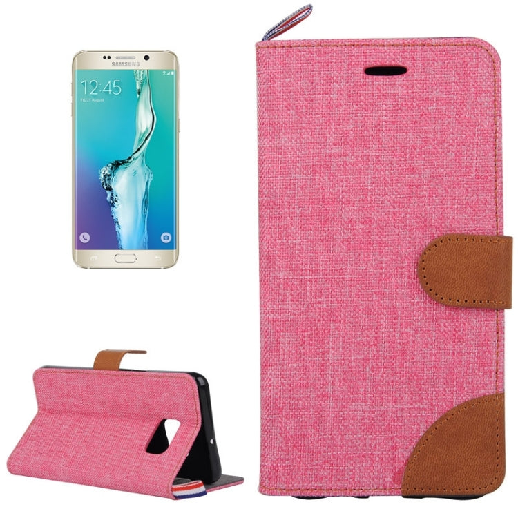 For Galaxy S6 edge+ / G928 Denim Surface Horizontal Flip Leather Case with Card Slots & Holder