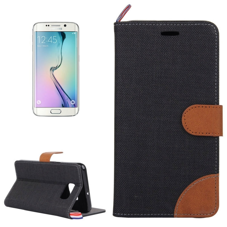For Galaxy S6 edge / G925 Denim Surface Horizontal Flip Leather Case with Card Slots & Holder