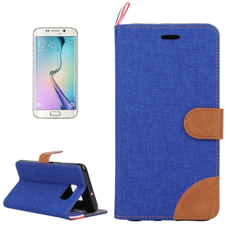 For Galaxy S6 edge / G925 Denim Surface Horizontal Flip Leather Case with Card Slots & Holder