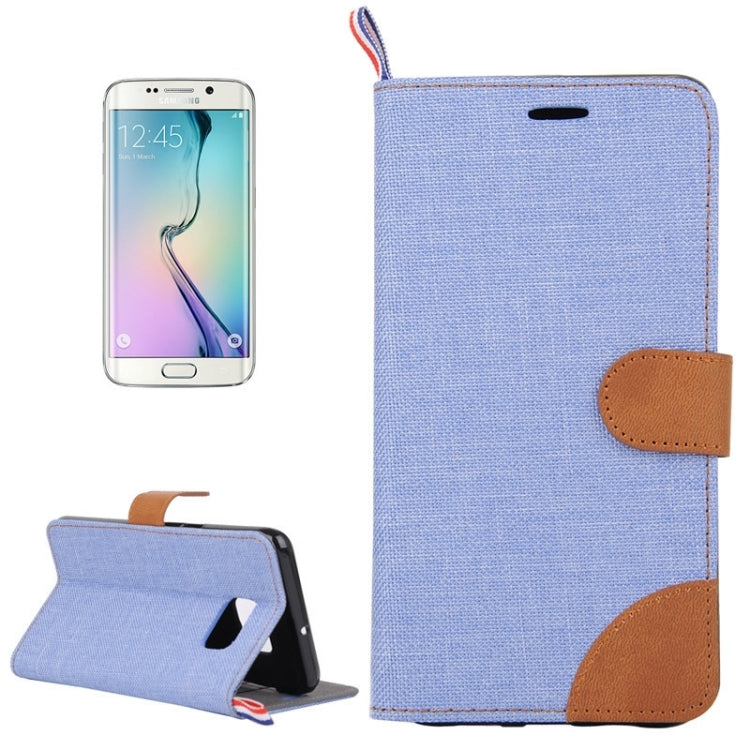 For Galaxy S6 edge / G925 Denim Surface Horizontal Flip Leather Case with Card Slots & Holder