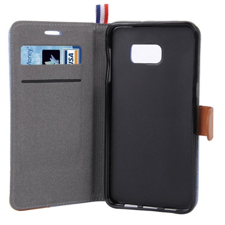 For Galaxy S6 edge / G925 Denim Surface Horizontal Flip Leather Case with Card Slots & Holder