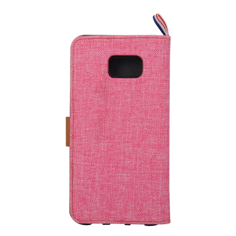 For Galaxy S6 / G920 Denim Surface Horizontal Flip Leather Case with Card Slots & Holder (Red)