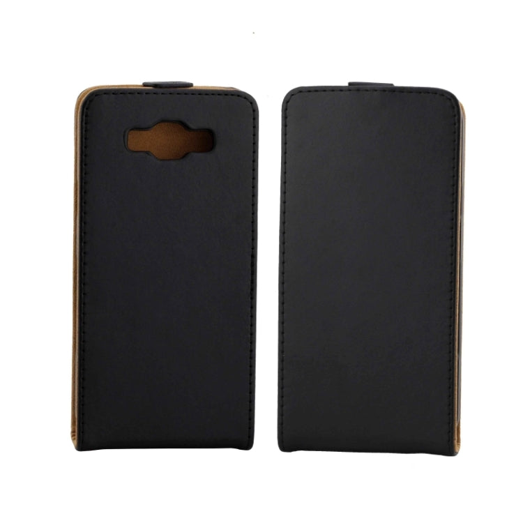 Crazy Horse Texture Vertical Flip Solid Color Magnetic Button Leather Case for Galaxy E7 / E7000(Black)