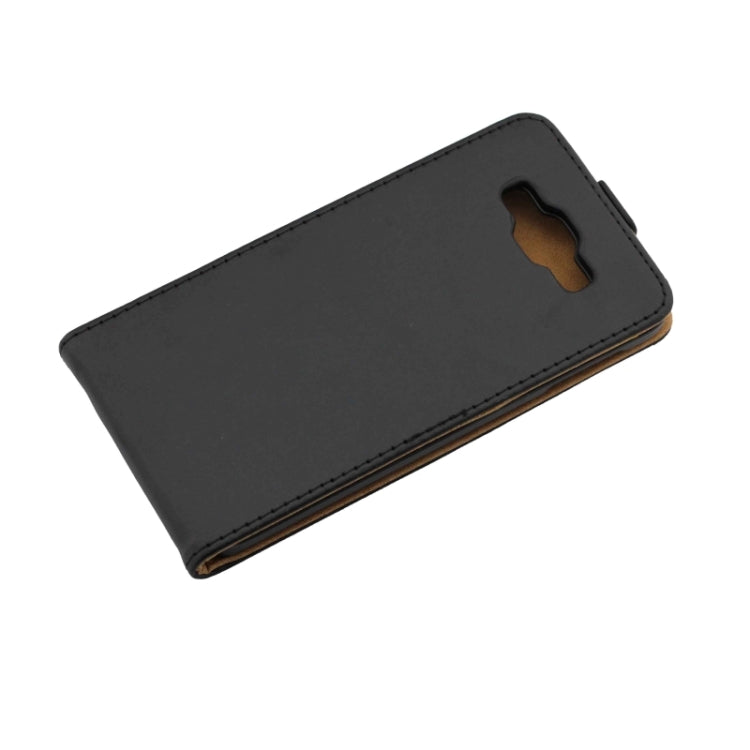 Crazy Horse Texture Vertical Flip Solid Color Magnetic Button Leather Case for Galaxy E7 / E7000(Black)