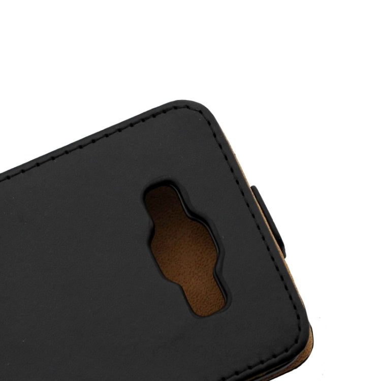 Crazy Horse Texture Vertical Flip Solid Color Magnetic Button Leather Case for Galaxy E7 / E7000(Black)
