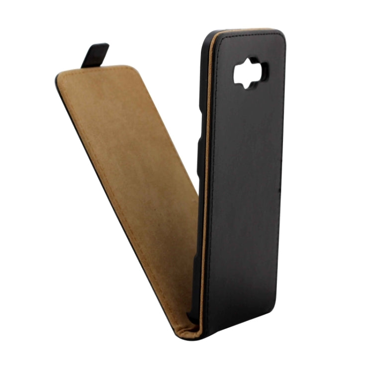 Crazy Horse Texture Vertical Flip Solid Color Magnetic Button Leather Case for Galaxy E7 / E7000(Black)