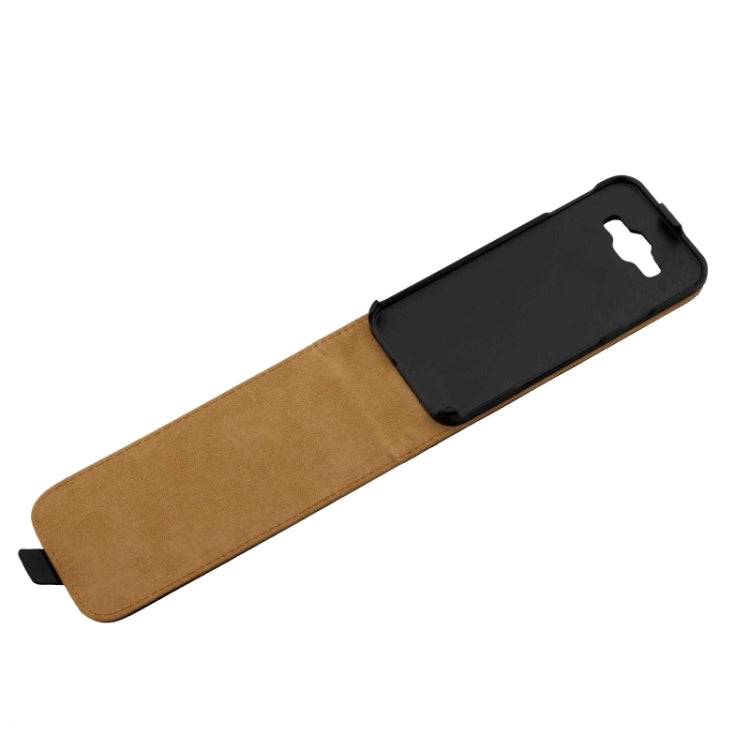 Crazy Horse Texture Vertical Flip Solid Color Magnetic Button Leather Case for Galaxy E5(Black)