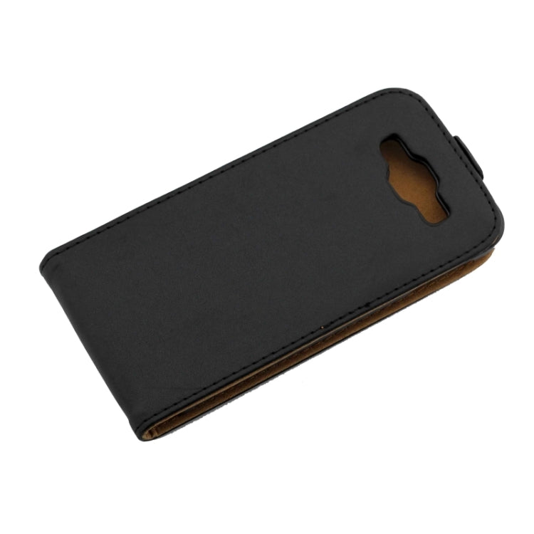 Crazy Horse Texture Vertical Flip Solid Color Magnetic Button Leather Case for Galaxy E5(Black)