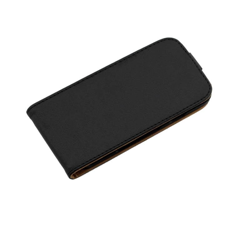 Crazy Horse Texture Vertical Flip Solid Color Magnetic Button Leather Case for Galaxy E5(Black)