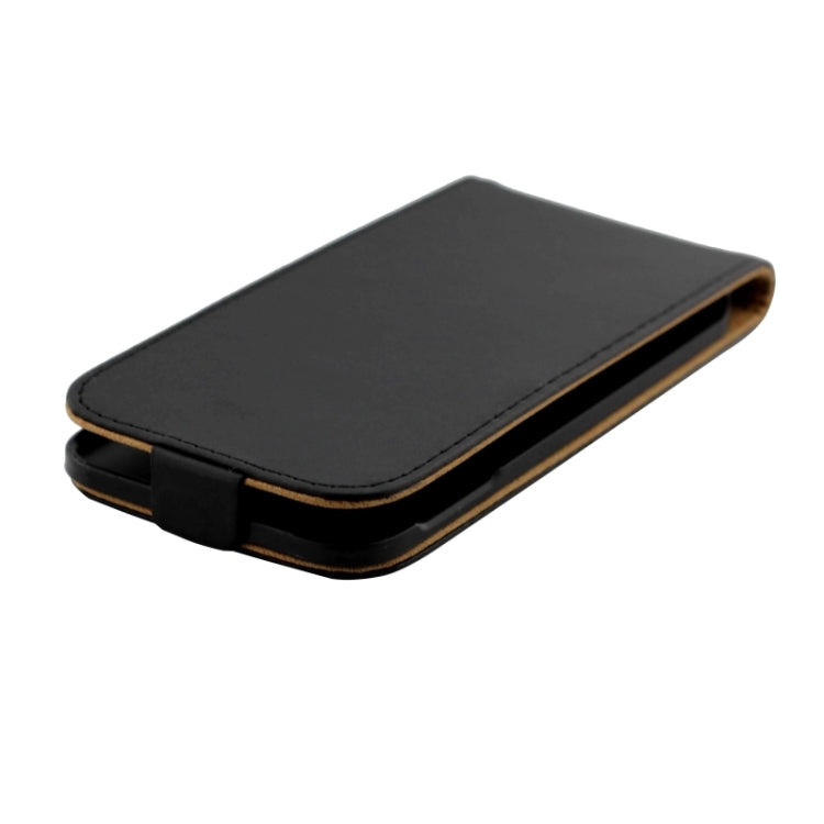 Crazy Horse Texture Vertical Flip Solid Color Magnetic Button Leather Case for Galaxy E5(Black)
