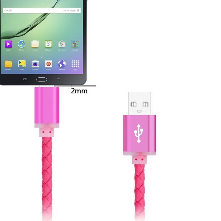 Genuine Leather Woven Style Micro USB to USB 2.0 Data / Charging Cable, Length: 1m