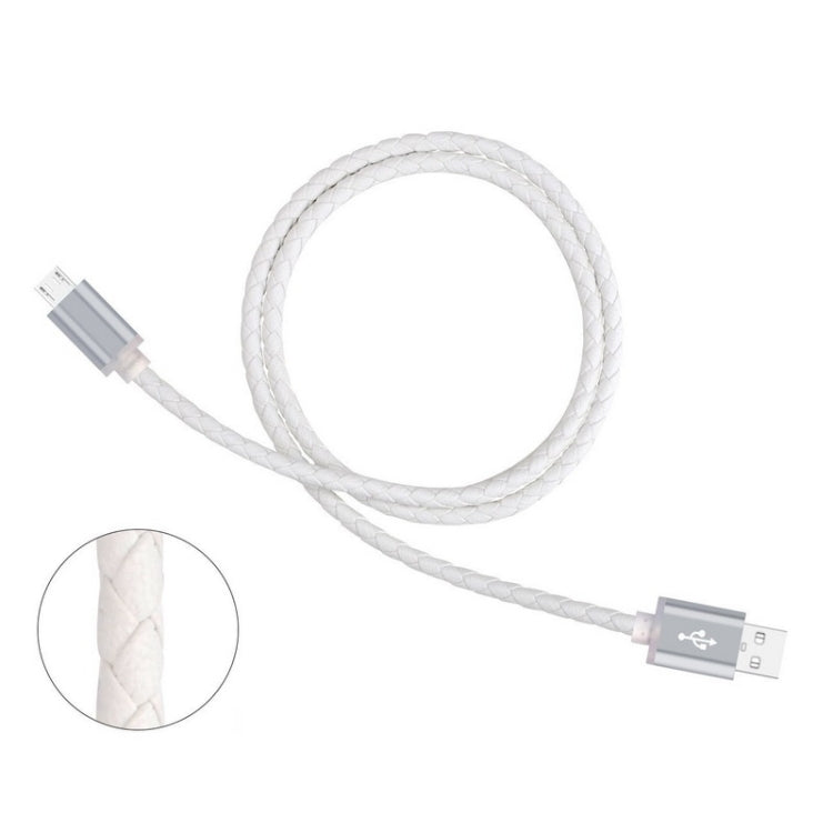 Genuine Leather Woven Style Micro USB to USB 2.0 Data / Charging Cable, Length: 1m