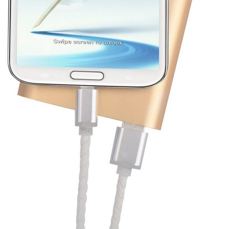 Genuine Leather Woven Style Micro USB to USB 2.0 Data / Charging Cable, Length: 1m