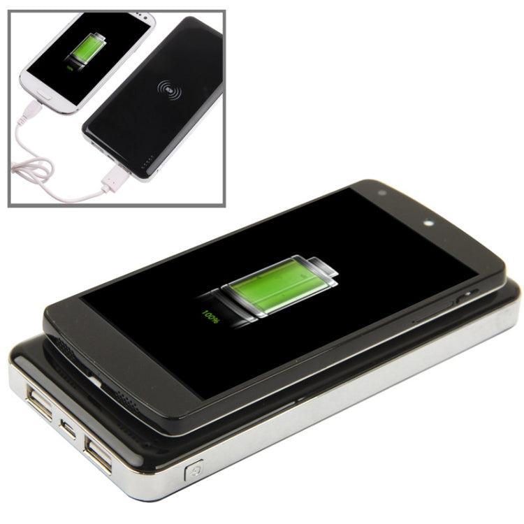 10000mAh Wireless Power Bank  for iPhone 8 / 8 Plus / X &  Galaxy Note III / N9000, Nokia Lumia 920 / Lumia 820 / LG Nexus 4 / HTC 8X / Droid DNA / Galaxy S III / Samsung Note II / Galaxy S IV / i9500 (Silver Frame + Black), AQ-WP800A(Black)