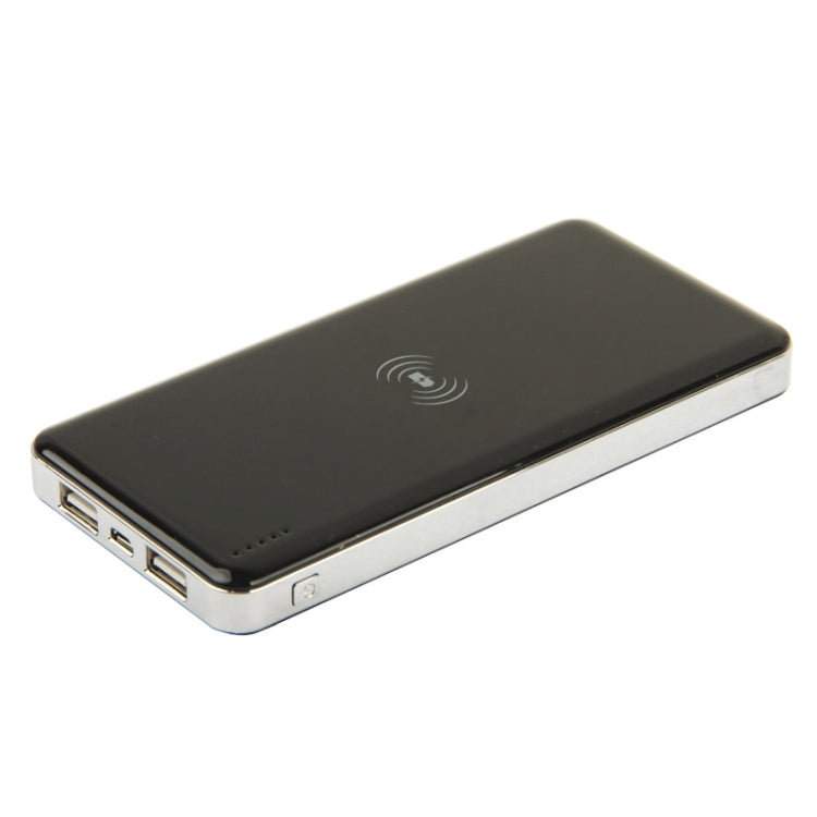 10000mAh Wireless Power Bank  for iPhone 8 / 8 Plus / X &  Galaxy Note III / N9000, Nokia Lumia 920 / Lumia 820 / LG Nexus 4 / HTC 8X / Droid DNA / Galaxy S III / Samsung Note II / Galaxy S IV / i9500 (Silver Frame + Black), AQ-WP800A(Black)