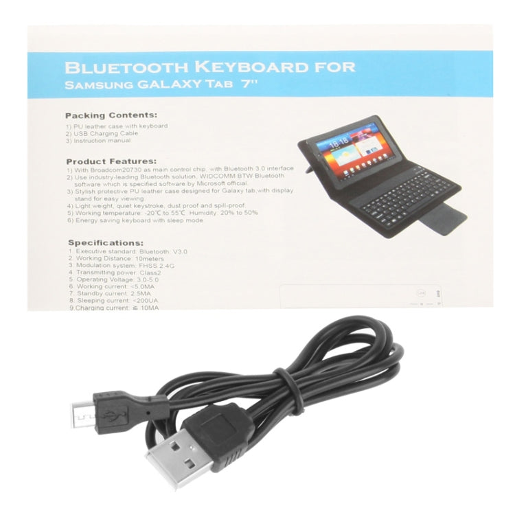 Bluetooth 3.0 Keyboard Leather Tablet Case with Holder for Galaxy Tab 3 (7.0) / P3200 / P3210(Black)