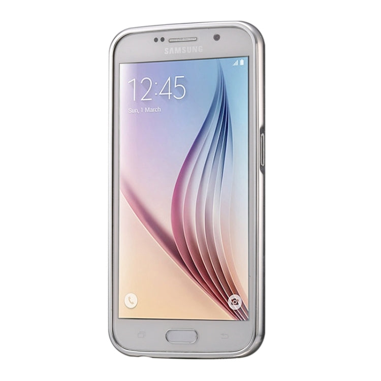 For Galaxy S6 / G920 Diamond Encrusted Push-pull Style Metal Plating Bumper Frame + Acrylic Back Cover Combination Case