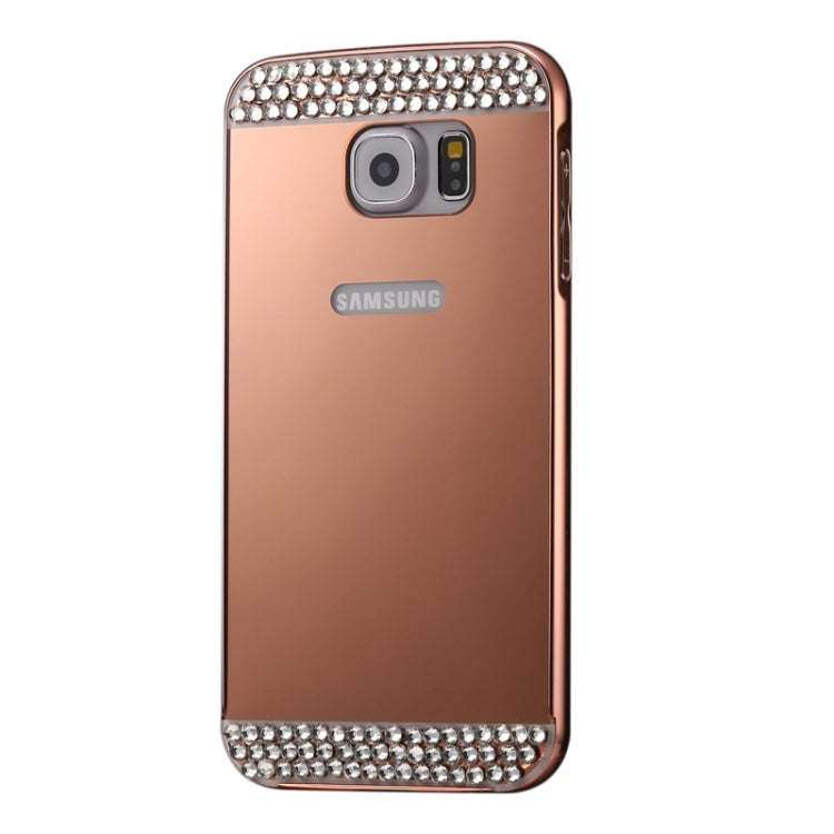 For Galaxy S6 edge / G925 Diamond Encrusted Push-pull Style Metal Plating Bumper Frame + Acrylic Back Cover Combination Case