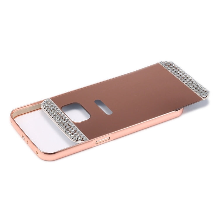 For Galaxy S6 edge / G925 Diamond Encrusted Push-pull Style Metal Plating Bumper Frame + Acrylic Back Cover Combination Case