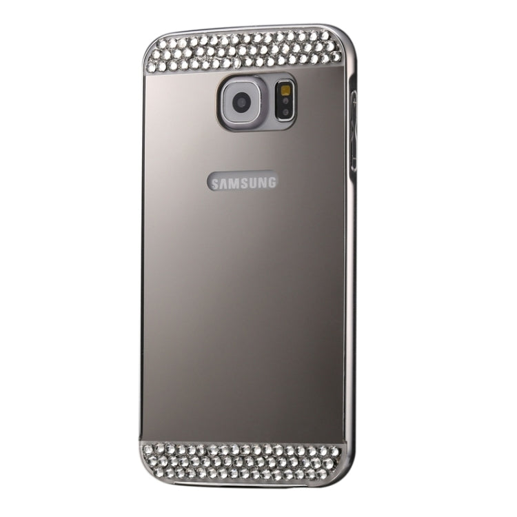 For Galaxy S6 edge / G925 Diamond Encrusted Push-pull Style Metal Plating Bumper Frame + Acrylic Back Cover Combination Case
