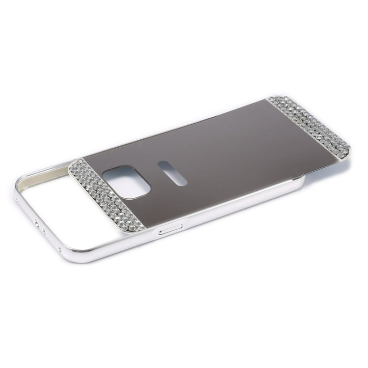 For Galaxy S6 edge / G925 Diamond Encrusted Push-pull Style Metal Plating Bumper Frame + Acrylic Back Cover Combination Case