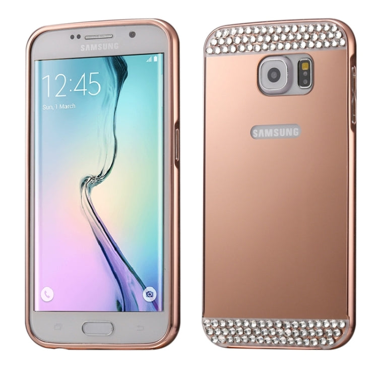 For Galaxy S6 edge+ / G928 Diamond Encrusted Push-pull Style Metal Plating Bumper Frame + Acrylic Back Cover Combination Case
