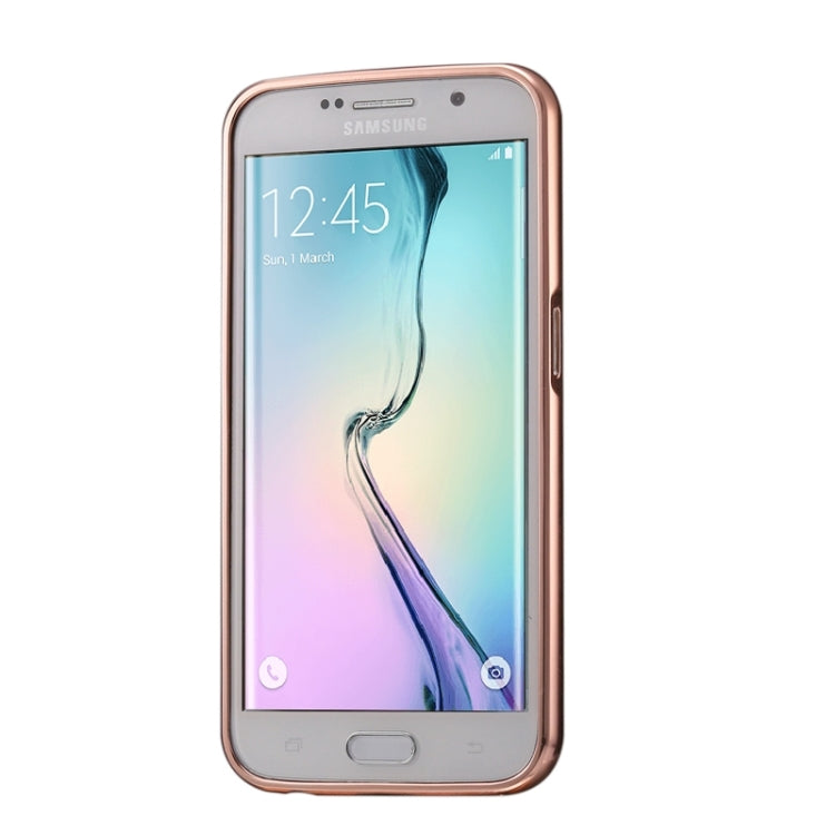 For Galaxy S6 edge+ / G928 Diamond Encrusted Push-pull Style Metal Plating Bumper Frame + Acrylic Back Cover Combination Case