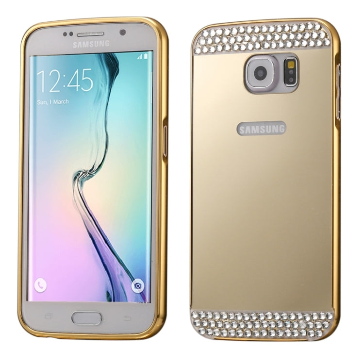 For Galaxy S6 edge+ / G928 Diamond Encrusted Push-pull Style Metal Plating Bumper Frame + Acrylic Back Cover Combination Case