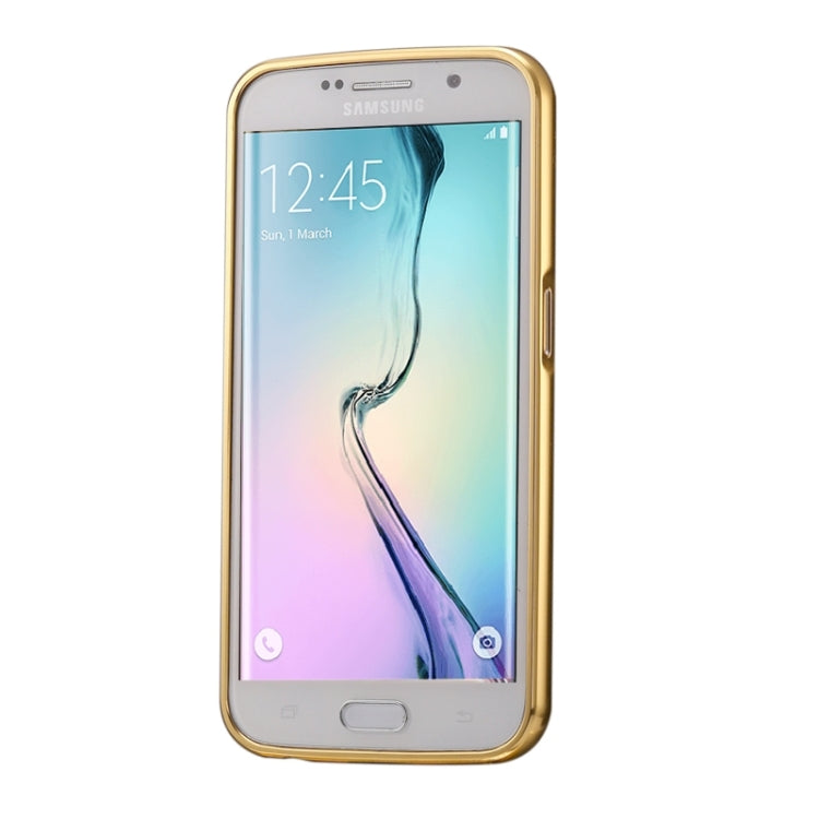 For Galaxy S6 edge+ / G928 Diamond Encrusted Push-pull Style Metal Plating Bumper Frame + Acrylic Back Cover Combination Case