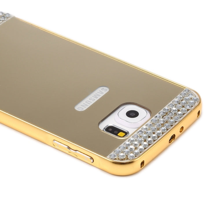 For Galaxy S6 edge+ / G928 Diamond Encrusted Push-pull Style Metal Plating Bumper Frame + Acrylic Back Cover Combination Case