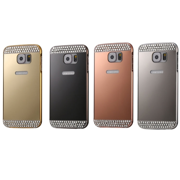 For Galaxy S6 edge+ / G928 Diamond Encrusted Push-pull Style Metal Plating Bumper Frame + Acrylic Back Cover Combination Case